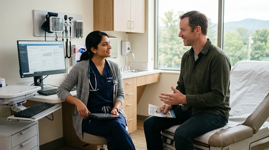 Healthcare provider discussing wellness and preventive care with a patient