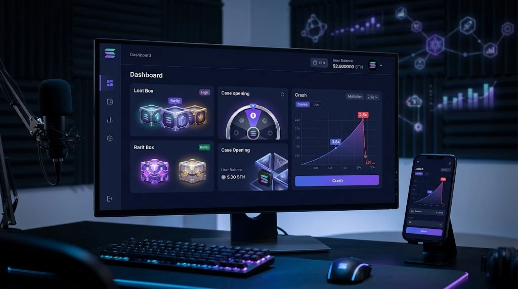 Casino Flip GG crypto gaming platform with digital lootbox and blockchain interface