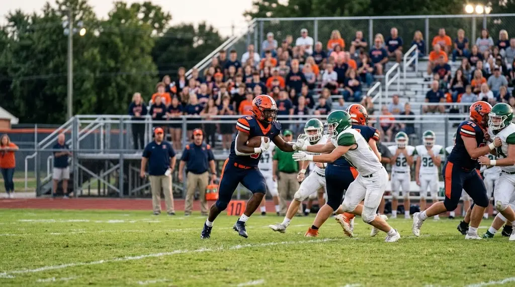 Delmar Wildcats high school football players competing during a game in Delaware